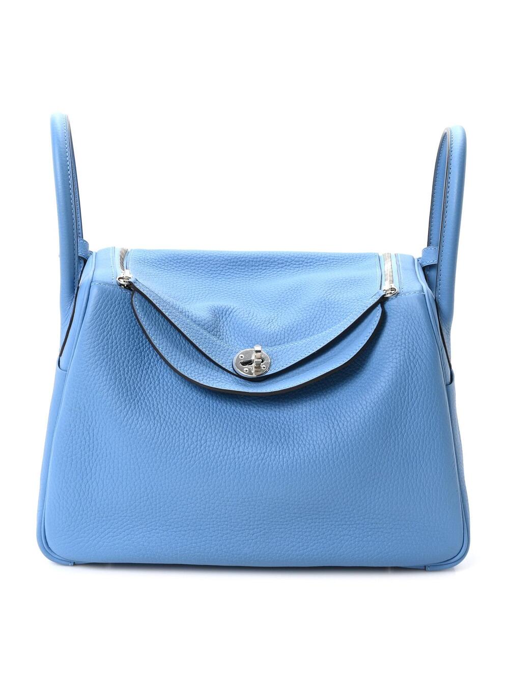 Hermes Taurillon Clemence Lindy 30 Bleu #347437H59B